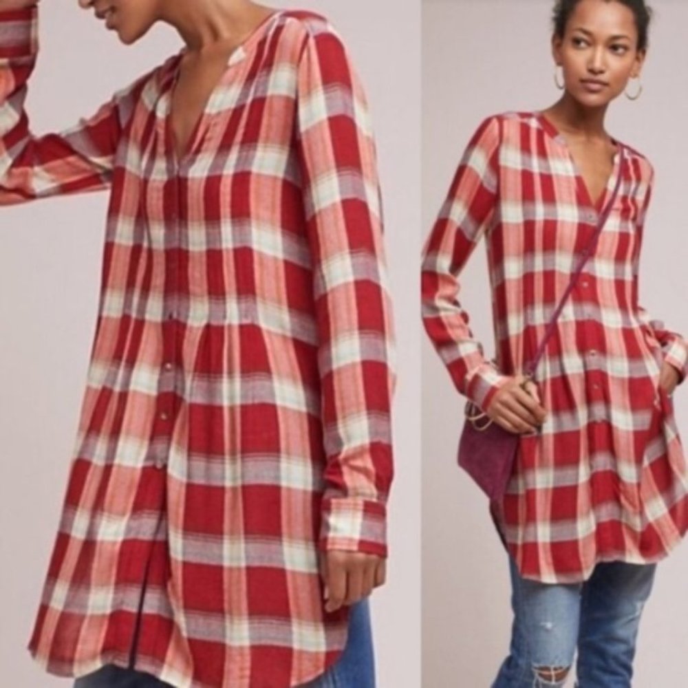 Anthro Akemi + Kin Lucie Red Plain Tunic XS